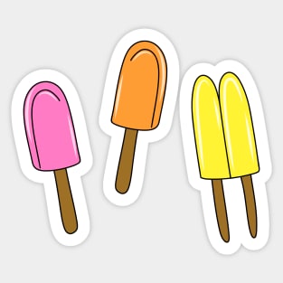 Summertime Pink, Orange and Yellow Popsicle Cartoon Trio Pattern, made by EndlessEmporium Sticker